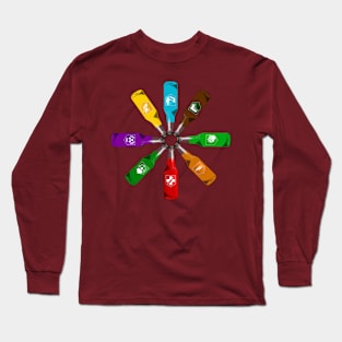 Zombie 8 Perk Pinwheel on Maroon Long Sleeve T-Shirt